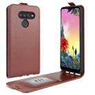 For LG K50S R64 Texture Single Vertical Flip Leather Protective Case with Card Slots & Photo Frame(Brown) - 1