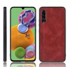 For Galaxy A90 5G Shockproof Sewing Cow Pattern Skin PC + PU + TPU Case(Red) - 1