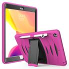 For iPad 10.2 2019 360 Degree Rotation PC + Silicone Protective Case with Holder & Hand-strap(Rose Red) - 1