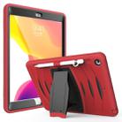 For iPad 10.2 2019 360 Degree Rotation PC + Silicone Protective Case with Holder & Hand-strap(Red) - 1