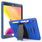 For iPad 10.2 2019 360 Degree Rotation PC + Silicone Protective Case with Holder & Hand-strap(Dark Blue) - 1