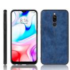 For Xiaomi Redmi 8 Shockproof Sewing Cow Pattern Skin PC + PU + TPU Case(Blue) - 1