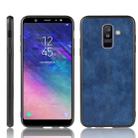 For Galaxy A6 Plus Shockproof Sewing Cow Pattern Skin PC + PU + TPU Case(Blue) - 1