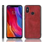 For Xiaomi Mi 8 SE Shockproof Sewing Cow Pattern Skin PC + PU + TPU Case(Red) - 1