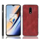 For OnePlus 7 Shockproof Sewing Cow Pattern Skin PC + PU + TPU Case(Red) - 1