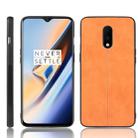 For OnePlus 7 Shockproof Sewing Cow Pattern Skin PC + PU + TPU Case(Orange) - 1