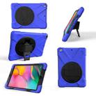 For Galaxy Tab A 10.1 （2019） T510/T515  360 Degree Rotation PC + Silicone Protective Case with Holder & Hand-strap(Dark Blue) - 1