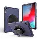 For iPad 9.7 2017/2018  360 Degree Rotation PC + Silicone Protective Case with Holder & Hand-strap(Dark Blue) - 1