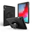 For iPad 9.7 2017/2018  360 Degree Rotation PC + Silicone Protective Case with Holder & Hand-strap(Black) - 1