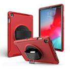 For iPad 9.7 2017/2018  360 Degree Rotation PC + Silicone Protective Case with Holder & Hand-strap(Red) - 1