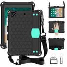 For iPad 9.7 2017/2018 Honeycomb Design EVA + PC Four Corner Anti Falling Flat Protective Shell With Straps(Black + Mint) - 1