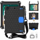 For iPad 9.7 2017/2018 Honeycomb Design EVA + PC Four Corner Anti Falling Flat Protective Shell With Straps(Black+Blue) - 1