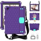 For iPad 9.7 2017/2018 Honeycomb Design EVA + PC Four Corner Anti Falling Flat Protective Shell With Straps(Purple + Mint) - 2