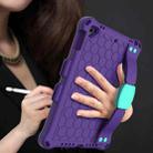 For iPad 9.7 2017/2018 Honeycomb Design EVA + PC Four Corner Anti Falling Flat Protective Shell With Straps(Purple + Mint) - 7