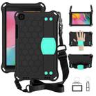 For  Galaxy Tab A8.0 T290 / T295（2019） Honeycomb Design EVA + PC Four Corner Anti Falling Flat Protective Shell With Straps(Black + Mint) - 1