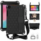 For  Galaxy Tab A8.0 T290 / T295（2019） Honeycomb Design EVA + PC Four Corner Anti Falling Flat Protective Shell With Straps(Black+Black) - 1