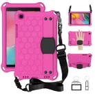 For  Galaxy Tab A8.0 T290 / T295（2019） Honeycomb Design EVA + PC Four Corner Anti Falling Flat Protective Shell With Straps(Rose +Black) - 1