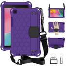 For  Galaxy Tab A8.0 T290 / T295（2019） Honeycomb Design EVA + PC Four Corner Anti Falling Flat Protective Shell With Straps(Purple+Black) - 1