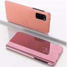 For Galaxy S20+ Plated Mirror Horizontal Flip Leather Case with Holder(Rose Gold) - 1