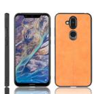 For Nokia 8.1/Nokia X7 Shockproof Sewing Cow Pattern Skin PC + PU + TPU Case(Orange) - 1