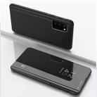 For Galaxy S20 Ultra Plated Mirror Horizontal Flip Leather Case with Holder(Black) - 1