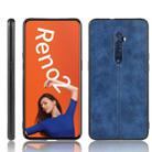 For Oppo Reno2 Shockproof Sewing Cow Pattern Skin PC + PU + TPU Case(Blue) - 1