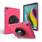 For iPad mini 4/5 360 Degree Rotation PC + Silicone Protective Case with Holder & Hand-strap(Rose Red) - 1