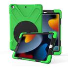 For iPad 10.2 2021 / 2020 / 2019 360 Degree Rotation PC + Silicone Protective Case with Holder & Hand-strap(Light Green) - 1