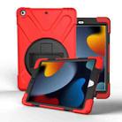 For iPad 10.2 2021 / 2020 / 2019 360 Degree Rotation PC + Silicone Protective Case with Holder & Hand-strap(Red) - 1