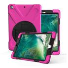 For iPad Pro10.5 / Air 10.5 2019 360 Degree Rotation PC + Silicone Protective Case with Holder & Hand-strap(Rose Red) - 1