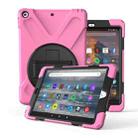 For Amazon fire 7 (2017)(2019) 360 Degree Rotation PC + Silicone Protective Case with Holder & Hand-strap(Pink) - 1