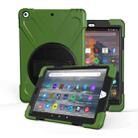 For Amazon fire HD10(2017)(2018)(2019)  360 Degree Rotation PC + Silicone Protective Case with Holder & Hand-strap(Army Green) - 1
