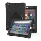 For Amazon fire HD10(2017)(2018)(2019)  360 Degree Rotation PC + Silicone Protective Case with Holder & Hand-strap(Black) - 1