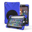 For Amazon fire HD10(2017)(2018)(2019)  360 Degree Rotation PC + Silicone Protective Case with Holder & Hand-strap(Dark Blue) - 1