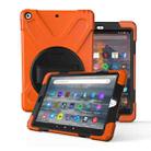 For Amazon fire HD10(2017)(2018)(2019)  360 Degree Rotation PC + Silicone Protective Case with Holder & Hand-strap(Orange) - 1