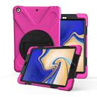 For Galaxy Tab S4 10.5 T830/T835 360 Degree Rotation PC + Silicone Protective Case with Holder & Hand-strap(Rose Red) - 1