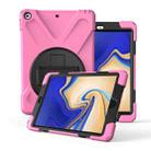 For Galaxy Tab S4 10.5 T830/T835 360 Degree Rotation PC + Silicone Protective Case with Holder & Hand-strap(Pink) - 1