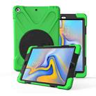 For Galaxy  Tab A 10.5 T590/T595 360 Degree Rotation PC + Silicone Protective Case with Holder & Hand-strap(Light Green) - 1