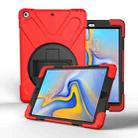 For Galaxy  Tab A 10.5 T590/T595 360 Degree Rotation PC + Silicone Protective Case with Holder & Hand-strap(Red) - 1