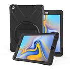 For Galaxy  Tab A 10.5 T590/T595 360 Degree Rotation PC + Silicone Protective Case with Holder & Hand-strap(Black) - 1