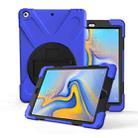 For Galaxy  Tab A 10.5 T590/T595 360 Degree Rotation PC + Silicone Protective Case with Holder & Hand-strap(Dark Blue) - 1