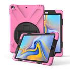 For Galaxy  Tab A 10.5 T590/T595 360 Degree Rotation PC + Silicone Protective Case with Holder & Hand-strap(Pink) - 1