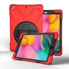 For Galaxy Tab A 10.1 （2019） T510/T515   360 Degree Rotation PC + Silicone Protective Case with Holder & Hand-strap(Red) - 1