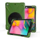 For Galaxy Tab A 10.1 （2019） T510/T515   360 Degree Rotation PC + Silicone Protective Case with Holder & Hand-strap(Army Green) - 1