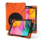 For Galaxy Tab A 10.1 （2019） T510/T515   360 Degree Rotation PC + Silicone Protective Case with Holder & Hand-strap(Orange) - 1