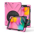 For Galaxy Tab A 10.1 （2019） T510/T515   360 Degree Rotation PC + Silicone Protective Case with Holder & Hand-strap(Pink) - 1