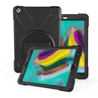 For Galaxy Tab S5E 10.5 (2019) T720   360 Degree Rotation PC + Silicone Protective Case with Holder & Hand-strap(Black) - 1