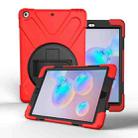 For Galaxy Tab S6 10.5 T860/T865/T867 2019  360 Degree Rotation PC + Silicone Protective Case with Holder & Hand-strap(Red) - 1