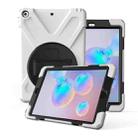 For Galaxy Tab S6 10.5 T860/T865/T867 2019  360 Degree Rotation PC + Silicone Protective Case with Holder & Hand-strap(White) - 1