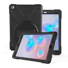 For Galaxy Tab S6 10.5 T860/T865/T867 2019  360 Degree Rotation PC + Silicone Protective Case with Holder & Hand-strap(Black) - 1